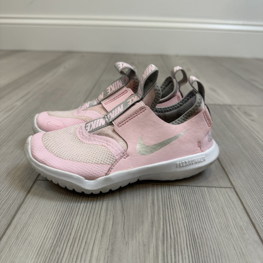 Nike Flex Runner Kids Size 11C US Pink Foam Metallic Sneakers AT4662 READ